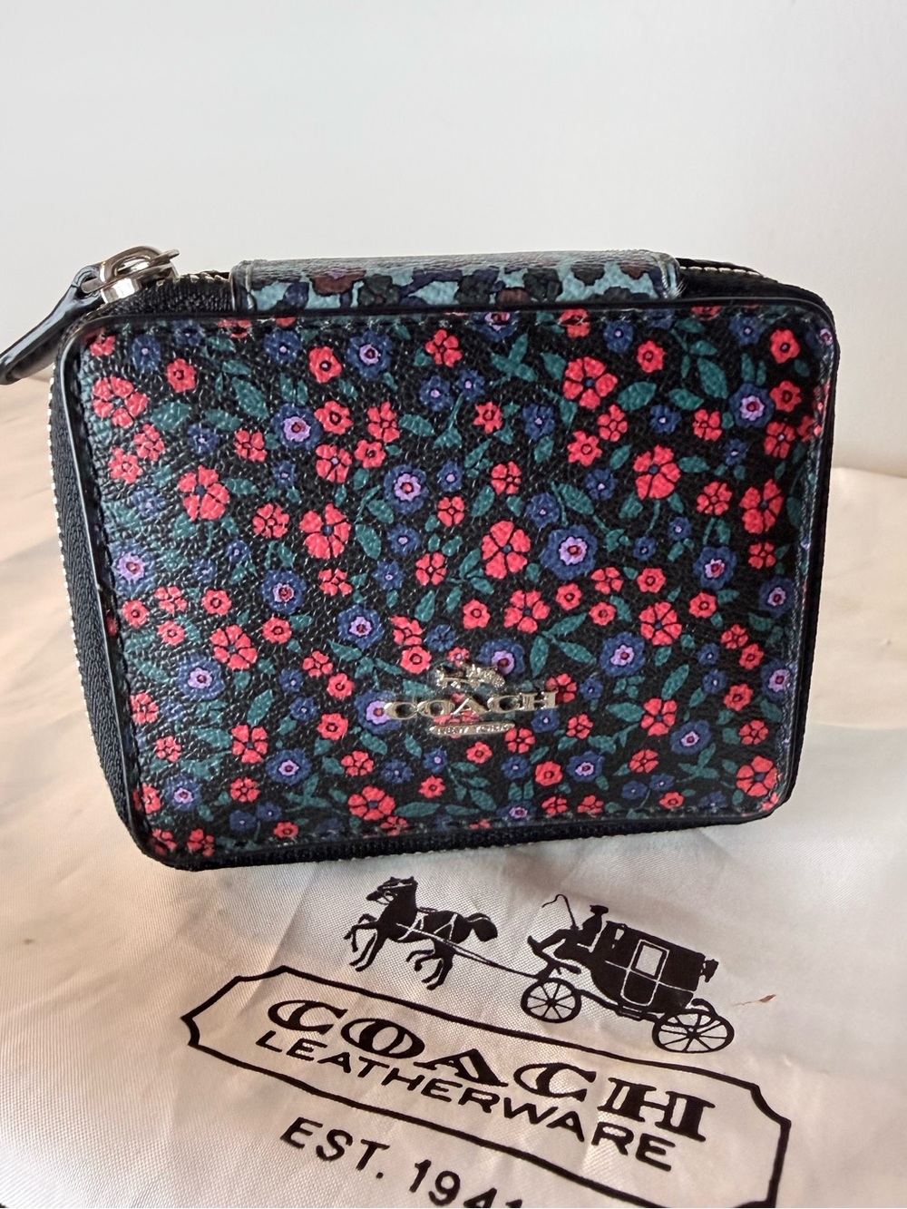Coach Floral Print Leather Travel Jewelry Box